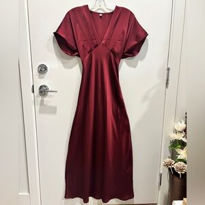 Elegant Burgundy Satin Dress
